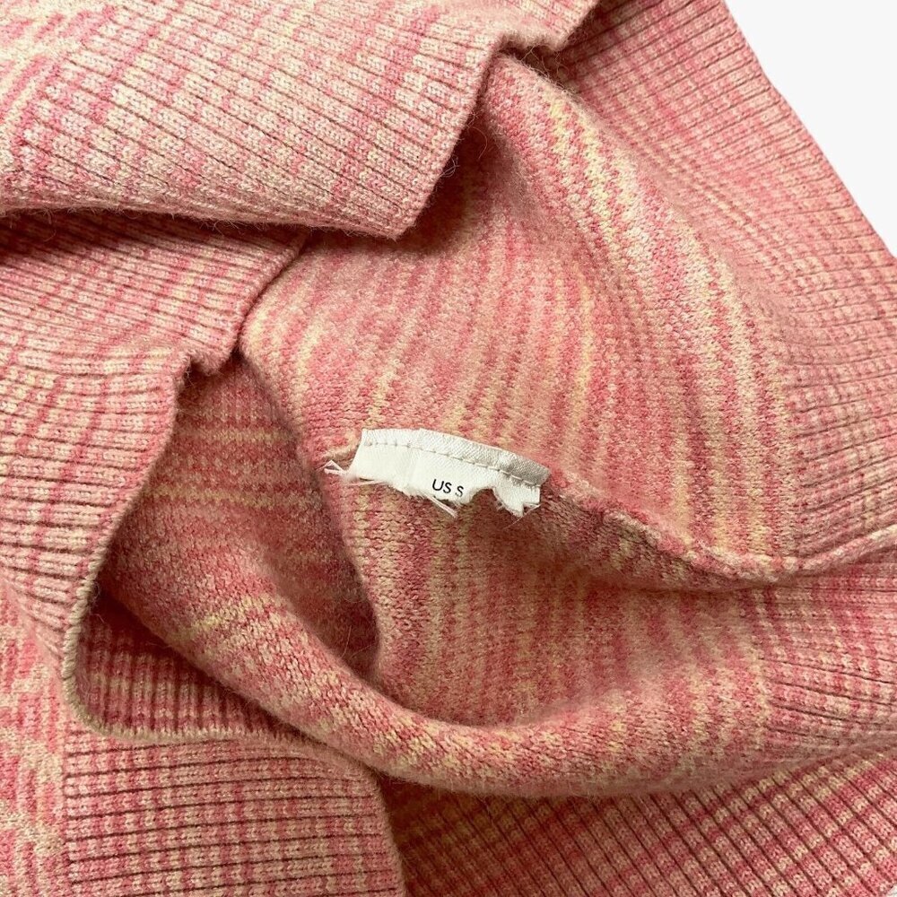 Anthropologie Cherie Puff Sleeved Pullover Sweater Size S V Neck Red Pink - Picture 8 of 8
